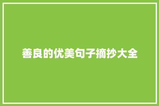 善良的优美句子摘抄大全