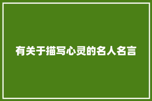 有关于描写心灵的名人名言