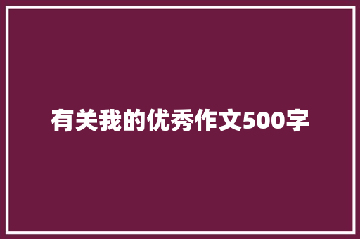 有关我的优秀作文500字