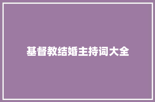 基督教结婚主持词大全 工作总结范文