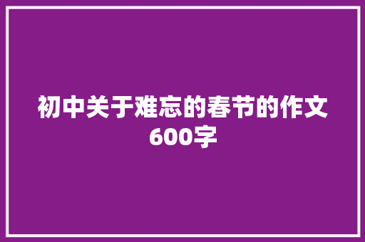 初中关于难忘的春节的作文600字 工作总结范文