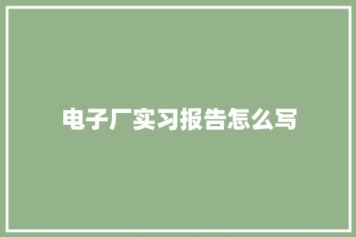 电子厂实习报告怎么写 申请书范文