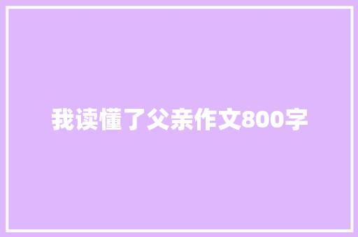 我读懂了父亲作文800字