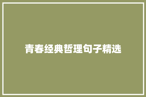 青春经典哲理句子精选 工作总结范文