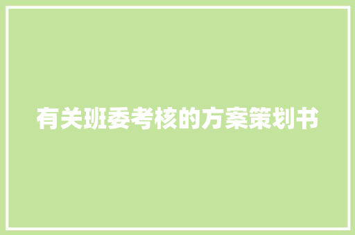 有关班委考核的方案策划书