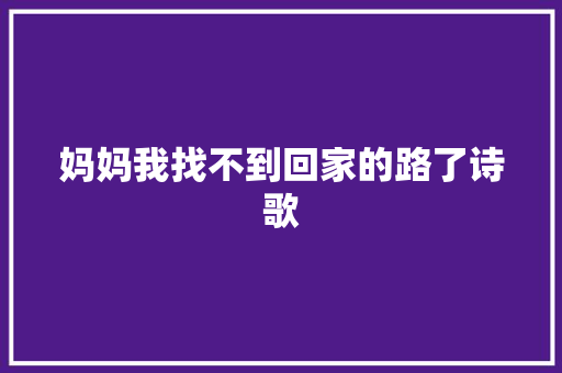 妈妈我找不到回家的路了诗歌