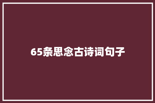 65条思念古诗词句子