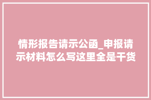 情形报告请示公函_申报请示材料怎么写这里全是干货担保一学就会往后轻松写申报请示