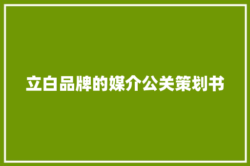 立白品牌的媒介公关策划书