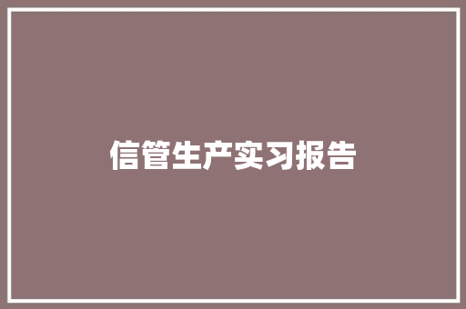 信管生产实习报告