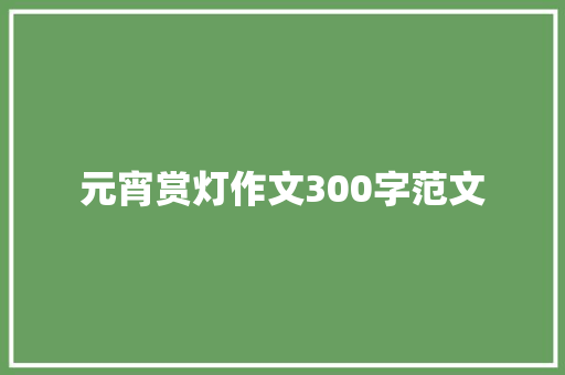 元宵赏灯作文300字范文