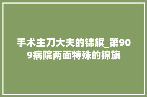 手术主刀大夫的锦旗_第909病院两面特殊的锦旗 简历范文