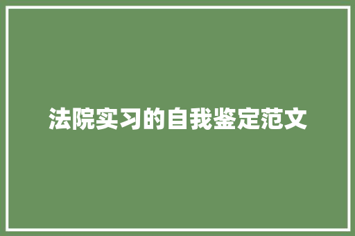 法院实习的自我鉴定范文