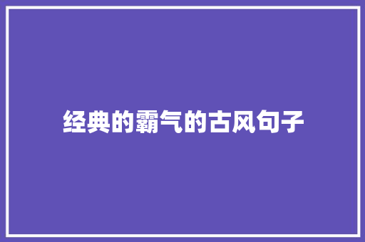 经典的霸气的古风句子