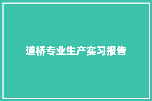 道桥专业生产实习报告