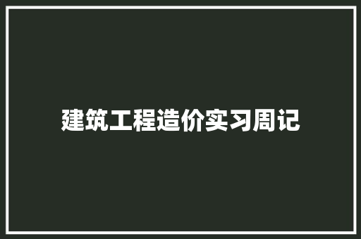 建筑工程造价实习周记