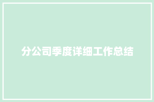 分公司季度详细工作总结