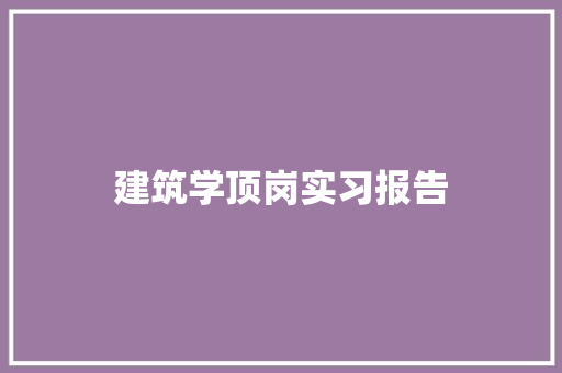 建筑学顶岗实习报告