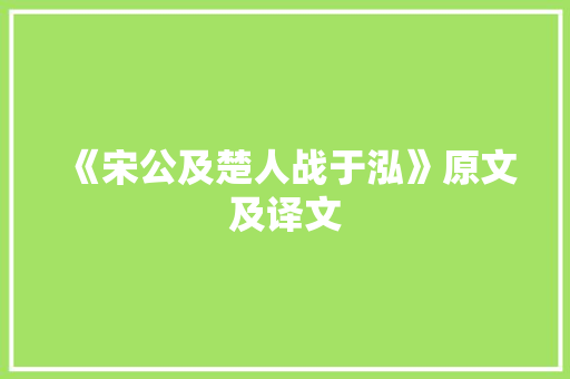 《宋公及楚人战于泓》原文及译文