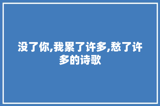 没了你,我累了许多,愁了许多的诗歌