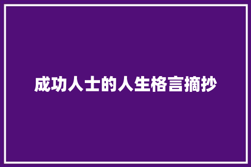 成功人士的人生格言摘抄 生活范文