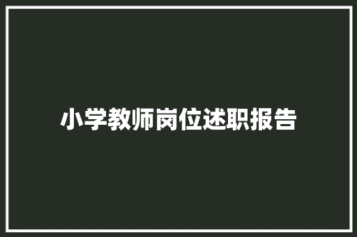 小学教师岗位述职报告 致辞范文