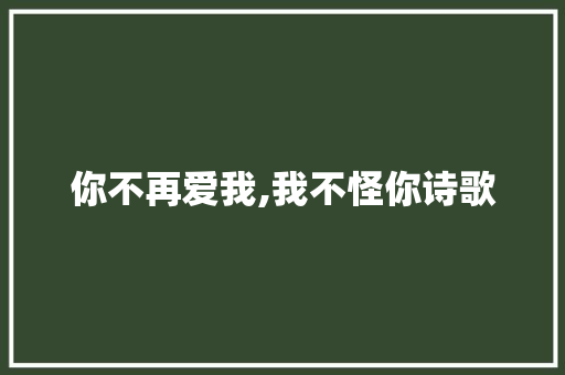 你不再爱我,我不怪你诗歌