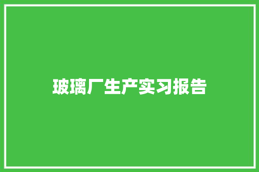 玻璃厂生产实习报告