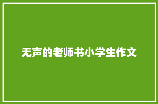 无声的老师书小学生作文 综述范文