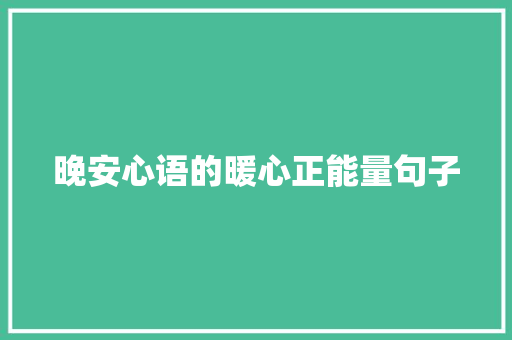 晚安心语的暖心正能量句子 报告范文