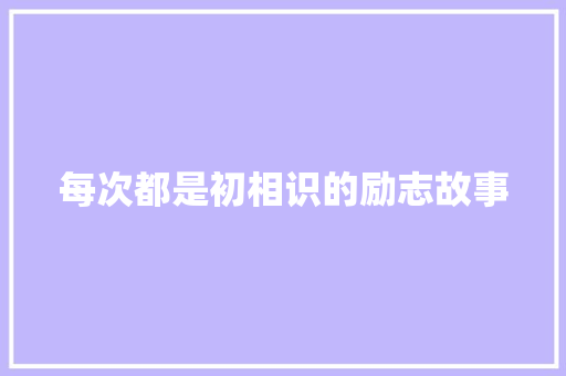 每次都是初相识的励志故事