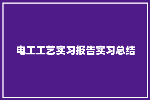 电工工艺实习报告实习总结