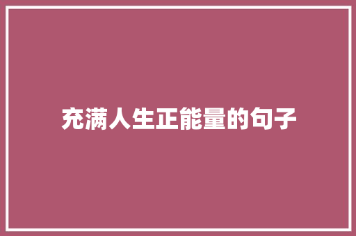 充满人生正能量的句子 生活范文