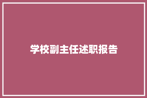 学校副主任述职报告