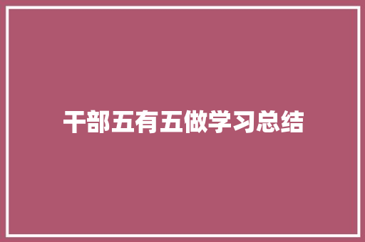 干部五有五做学习总结