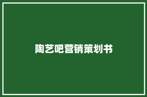 陶艺吧营销策划书