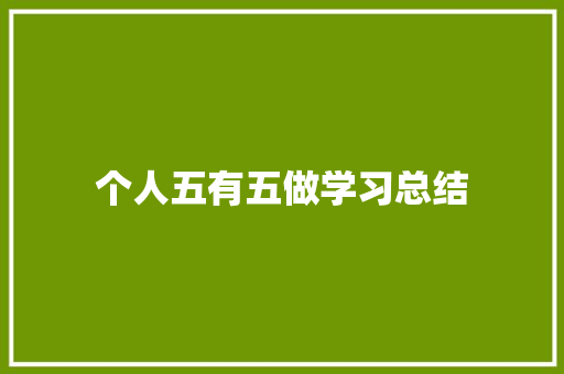 个人五有五做学习总结