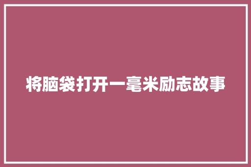 将脑袋打开一毫米励志故事