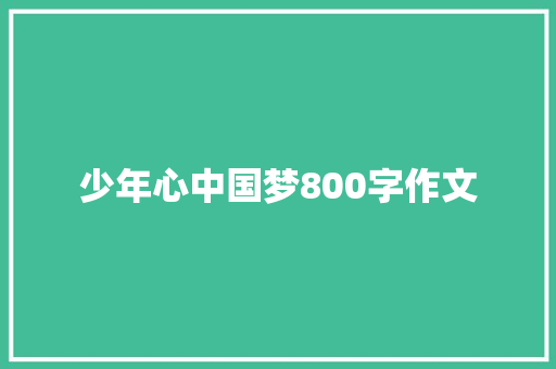 少年心中国梦800字作文 学术范文