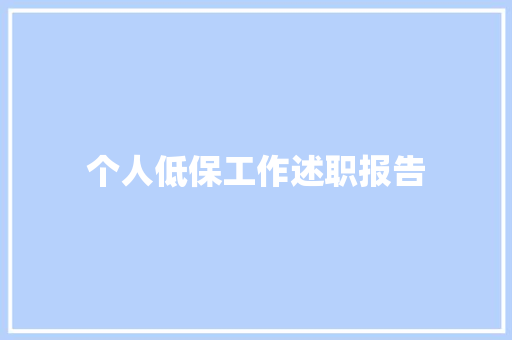 个人低保工作述职报告