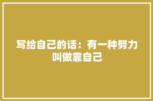 写给自己的话：有一种努力叫做靠自己