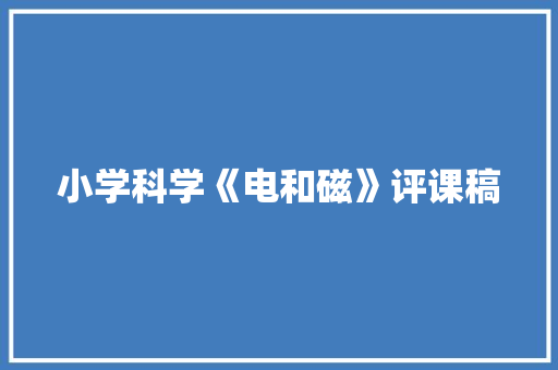 小学科学《电和磁》评课稿