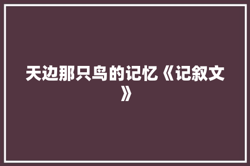 天边那只鸟的记忆《记叙文》