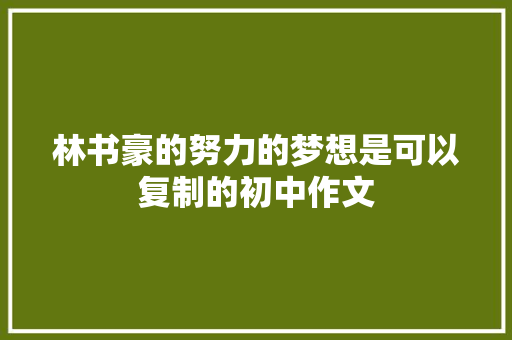 林书豪的努力的梦想是可以复制的初中作文