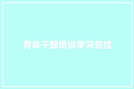 青年干部培训学习总结