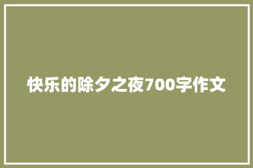 快乐的除夕之夜700字作文