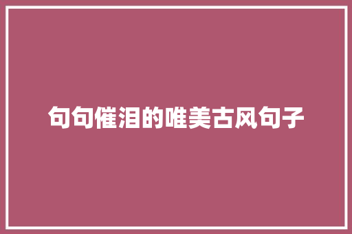 句句催泪的唯美古风句子