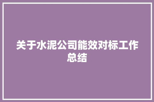 关于水泥公司能效对标工作总结