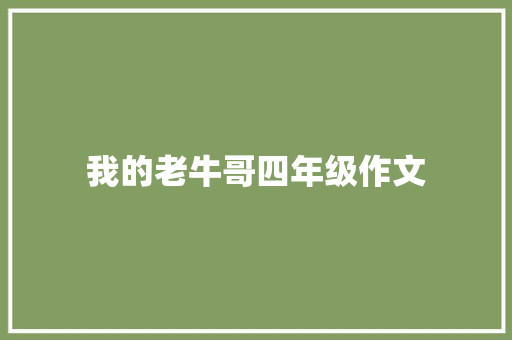 我的老牛哥四年级作文 会议纪要范文