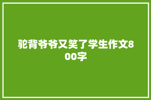 驼背爷爷又笑了学生作文800字 论文范文